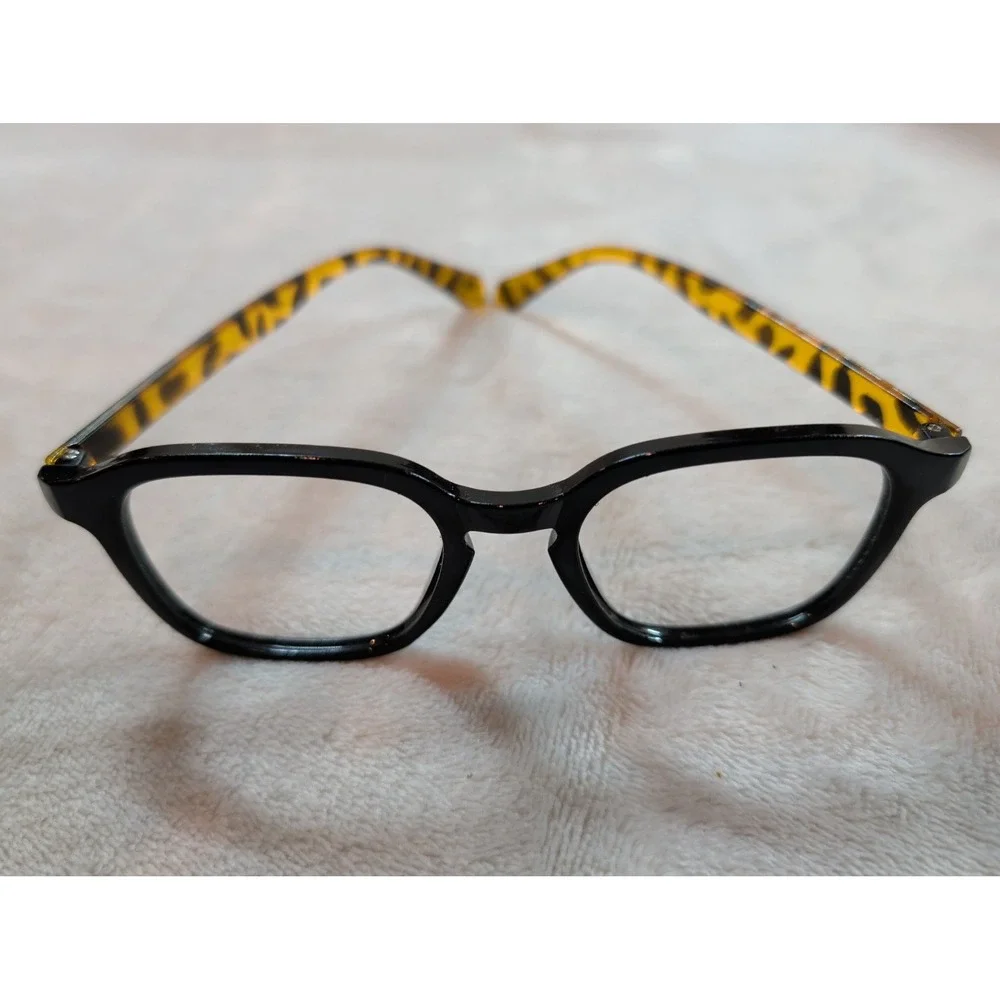 Black Rectangular Reading Glasses Leopard Tortoise Arms (FRAMES ONLY)‎